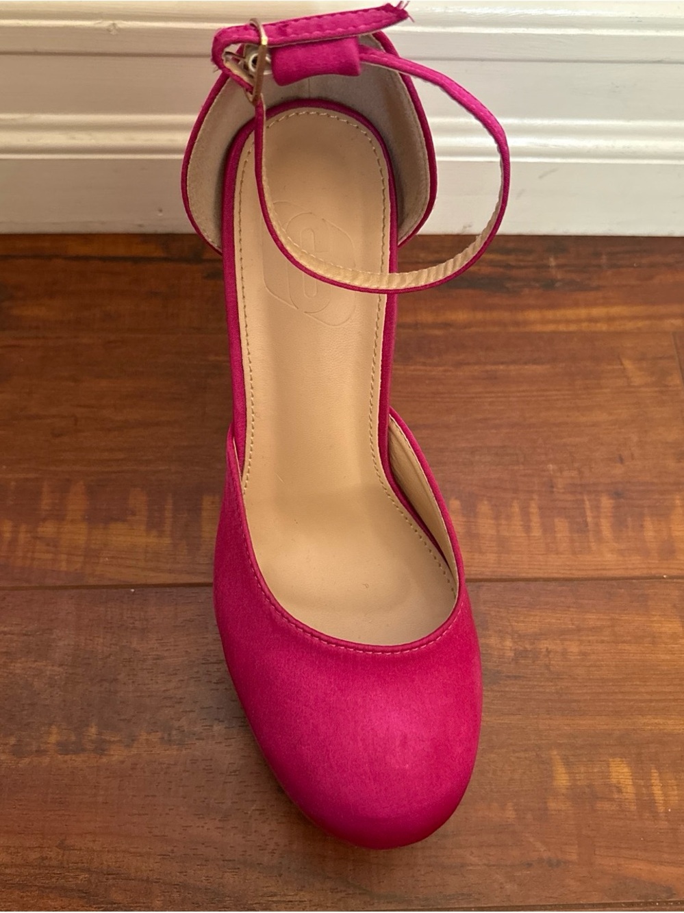 Fuchsia Platform Ankle-Strap Block Heel Pumps - Picture 2 of 4
